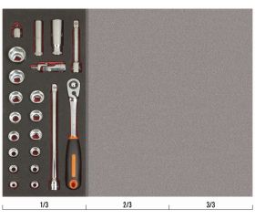 Juego de carraca de cabeza redonda y vasos de 1/2