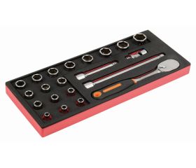 Juego de carraca de cabeza tipo pera y vasos de 1/2