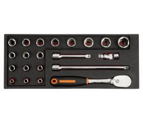 Juego de carraca de cabeza tipo pera y vasos de 1/2