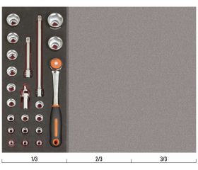 Juego de carraca de cabeza redonda y vasos de 1/2