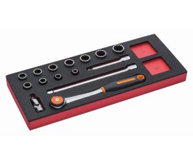 Juego de carraca de cabeza redonda y vasos de 1/2