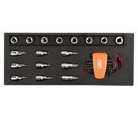 Juego de llaves, puntas y vasos de 1/2