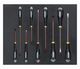 Juego de destornilladores ranurados en bandeja de foam 2/3 Fit&Go (9 piezas) | FF1F1001