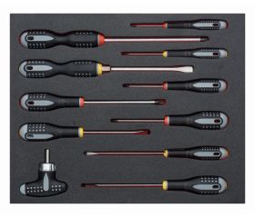 Juego de destornilladores ranurados y Phillips en bandeja de foam 2/3 Fit&Go (11 piezas) | FF1F1003