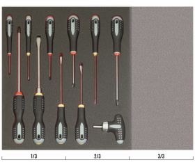 Juego de destornilladores ranurados y Phillips en bandeja de foam 2/3 Fit&Go (11 piezas) | FF1F1003