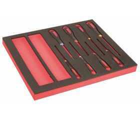 Juego de destornilladores ranurados, Phillips y Pozidriv aislados en bandeja de foam 2/3 Fit&Go (8 piezas) | FF1F1006