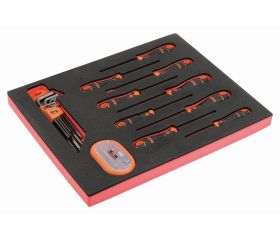 Juego de destornilladores, llaves hexagonales y puntas en bandeja de foam 2/3 Fit&Go (49 piezas) | FF1F1008