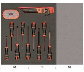 Juego de destornilladores, llaves hexagonales y puntas en bandeja de foam 2/3 Fit&Go (49 piezas) | FF1F1008