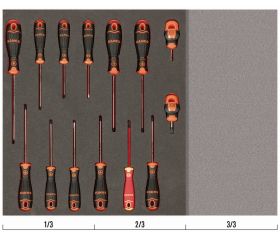 Juego de destornilladores ranurados, Phillips, Pozidriv y TORX en bandeja de foam 2/3 Fit&Go (14 piezas) | FF1F1009