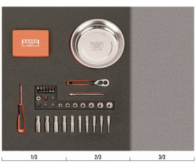 Juego de vasos y puntas con plato magnético en bandeja de foam 2/3 Fit&Go (53 piezas) | FF1F2002