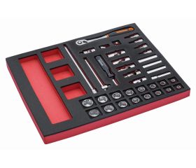 Juego de carraca de cabeza tipo pera y vasos de 3/8