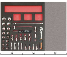 Juego de carraca de cabeza tipo pera y vasos de 3/8
