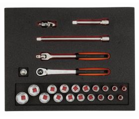 Juego de carraca de cabeza tipo pera y vasos de 1/2