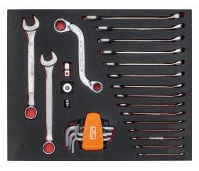 Juego de llaves combinadas en bandeja de foam 2/3 Fit&Go (30 piezas) | FF1F3003