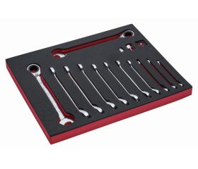 Juego de llaves combinadas de carraca en bandeja de foam 2/3 Fit&Go (15 piezas) | FF1F3005