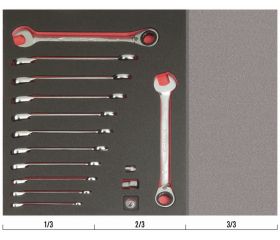 Juego de llaves combinadas de carraca en bandeja de foam 2/3 Fit&Go (15 piezas) | FF1F3005