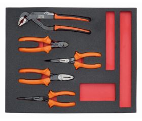 Juego de cortantes y alicates aislados en bandeja de foam 2/3 Fit&Go (5 piezas) | FF1F4005