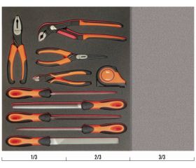Juego de limas, cinta métrica y alicates en bandeja de foam 2/3 Fit&Go (10 piezas) | FF1F5001