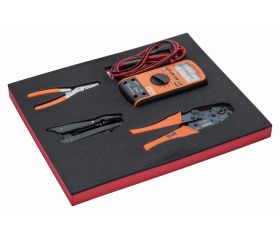 Juego de alicates para terminales y multímetro en bandeja de foam 2/3 Fit&Go (4 piezas) | FF1F5006