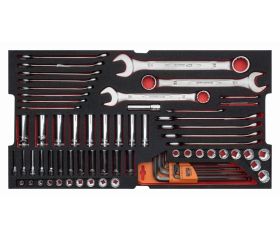 Juego de llaves y vasos en bandeja de foam para maletas rígidas 