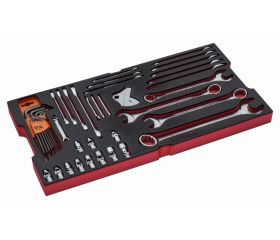 Juego de llaves y vasos en bandeja de foam para maletas rígidas 