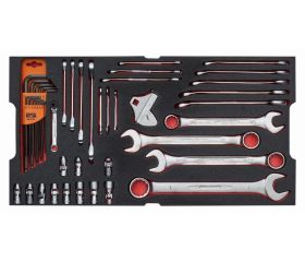 Juego de llaves y vasos en bandeja de foam para maletas rígidas 