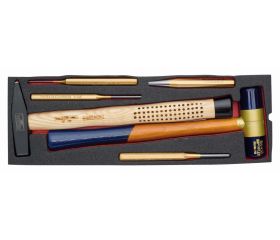 Juego de botadores y martillos en bandeja de foam para maletas rígidas 