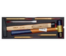 Composición de herramientas de golpeo en bandeja de foam para maletas rígidas 