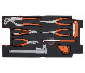 Juego de alicates de uso general en bandeja de foam para maletas rígidas 