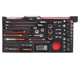 Composición de herramientas para aviación en caja de herramientas metálica (129 piezas) | 1483KHD3RB-FF1