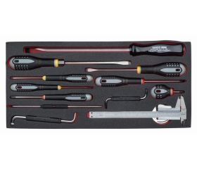 Composición de herramientas para aviación en caja de herramientas metálica (129 piezas) | 1483KHD3RB-FF1