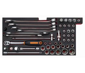 Composiciones de herramientas para mantenimiento general en caja de herramientas metálica: 146 piezas | 1483KHD3RB-FF4