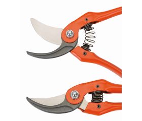 Tijeras de podar de una mano de corte deslizante con mangos de acero sellado presionado y cabeza de corte angulada | P121