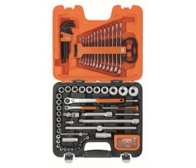 Juego de vasos con llaves combinadas, llaves acodadas y puntas (96 piezas) | S95