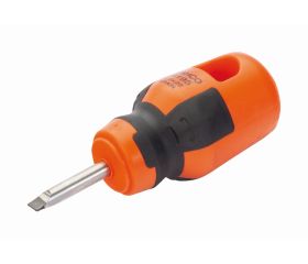 Destornilladores de punta recta BahcoFit con mango de goma Stubby, 0,8-1,2 mm | B195