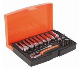 Juego de llaves de vaso cuadradas y profundas de 1/4