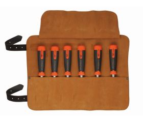 Juego de formones muy resistentes ERGO™ en un estuche enrollable de cuero (6 piezas) | 434-S6-LR