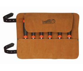 Juego de formones muy resistentes ERGO™ en un estuche enrollable de cuero (6 piezas) | 434-S6-LR