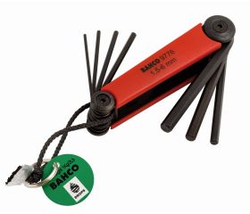 Juego de llaves hexagonales en navaja métricas fosfatadas de 1,5-6 mm con anillo textil de Kevlar (7 piezas) | TAHBE-9776