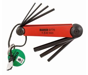 Juego de llaves hexagonales en navaja métricas fosfatadas de 1,5-6 mm con anillo textil de Kevlar (7 piezas) | TAHBE-9776