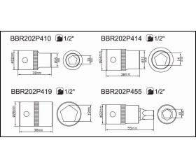Juego de vasos de perfil pentagonal y punta de 1/2