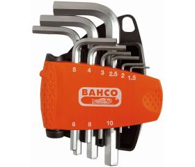 Juego de llaves hexagonales tipo allen métricas con acabado niquelado y soporte bi-componente compacto (9 piezas) | BE-9878