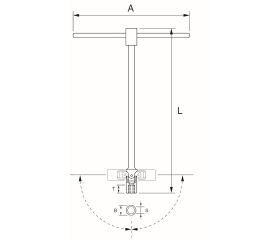 Llave en T con vaso articulado (500 mm de largo) | BE1TS