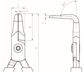 Alicates de boca semirredonda compactos con punta curvada a 90° y mangos de PVC naranjas | C3790