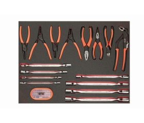 Bandeja de foam 3/3 de Bahco Fit&Go con llaves y alicates, 46 piezas | FF1A141