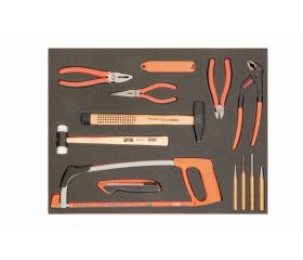 Juego de herramientas variadas de corte y golpeo y de alicates en bandeja de foam 3/3 Fit&Go (16 piezas) | FF1A154