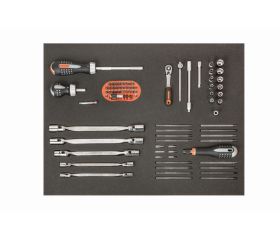 Juego de destornilladores/puntas/vasos en bandeja de foam 3/3 Fit&Go, 89 piezas | FF1A36