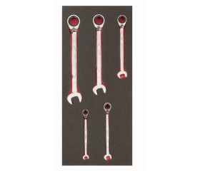 Juego de llaves combinadas con carraca 1RM en bandeja de foam 1/3 Fit&Go (5 piezas, blíster) | FF1E3010EH