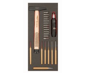 Juego de martillo, botadores y destornillador a golpe en bandeja de foam 1/3 Fit&Go (23 piezas, blíster) | FF1E5010EH