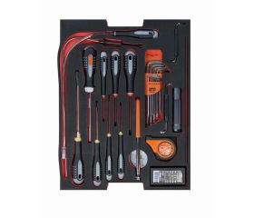 Juego de llaves y destornilladores en bandeja de foam para maletas rígidas 